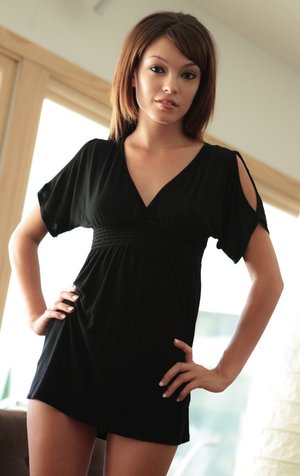 18 year old beauty Agnes takes great care in flaunting perky tits in the nude